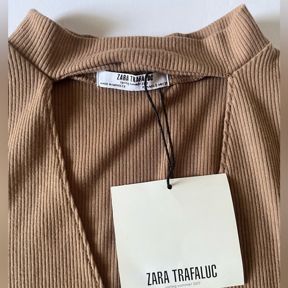 NWT Zara Trafaluc stretch tan top - Picture 3 of 4